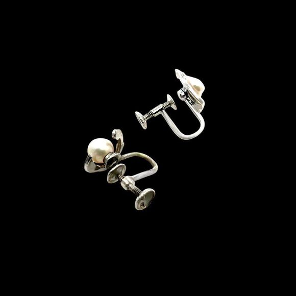 Mikimoto Estate Akoya Pearl Clip-on Earrings Sterling Silver 6.19 mm M435 - Picture 5 of 8